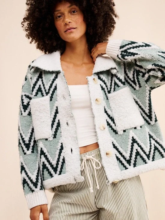 Daily Practice by Anthropologie Zig-Zag Sherpa Jacket Small - Picture 1 of 10